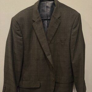 Brown Checkered Suit Set With 2 Pairs of Pants 46S Jacket 38x29 Pants